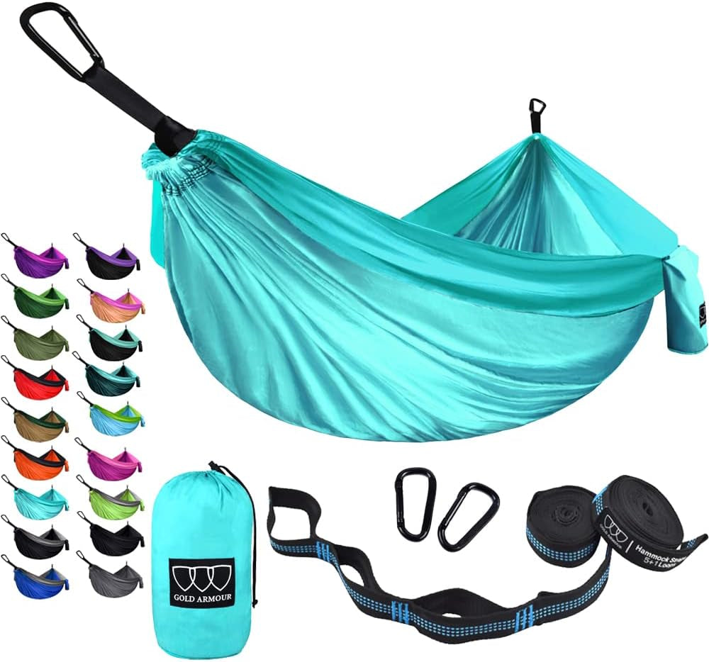 Camping Hammock - Portable Hammock Single Hammock Camping Accessories Gear for Outdoor Indoor Adult Kids, USA Based Brand (Black)