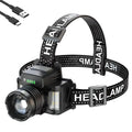 LED Headlamp, Rechargeable Waterproof Headlamp with Wide Angle Side Light, Gesture Sensing Headlamp for Outdoor Camping, USB Rechargeable Headlamp