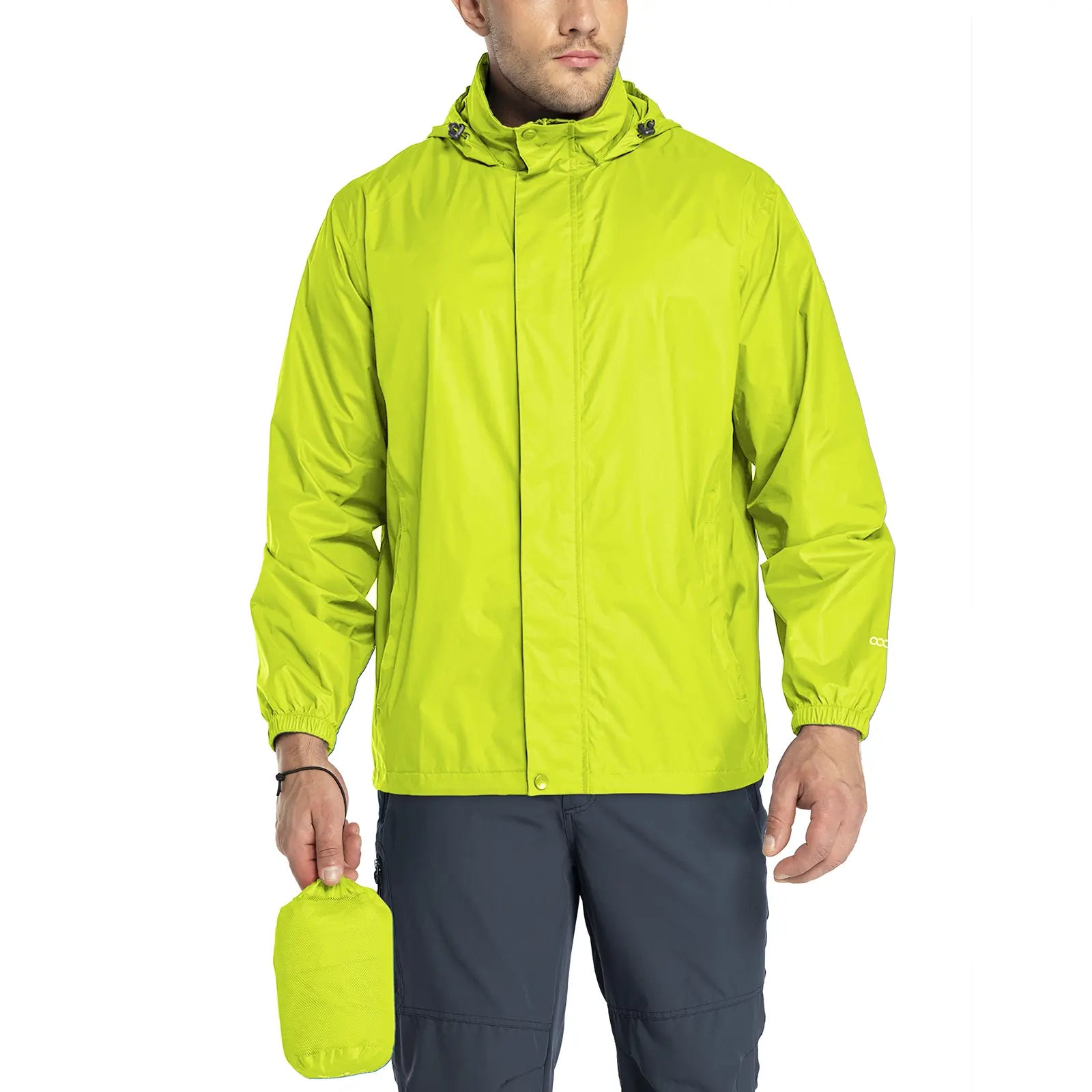 33,000Ft Packable Rain Jacket Men'S Lightweight Waterproof Rain Shell Jacket Raincoat with Hood for Golf Cycling Windbreaker