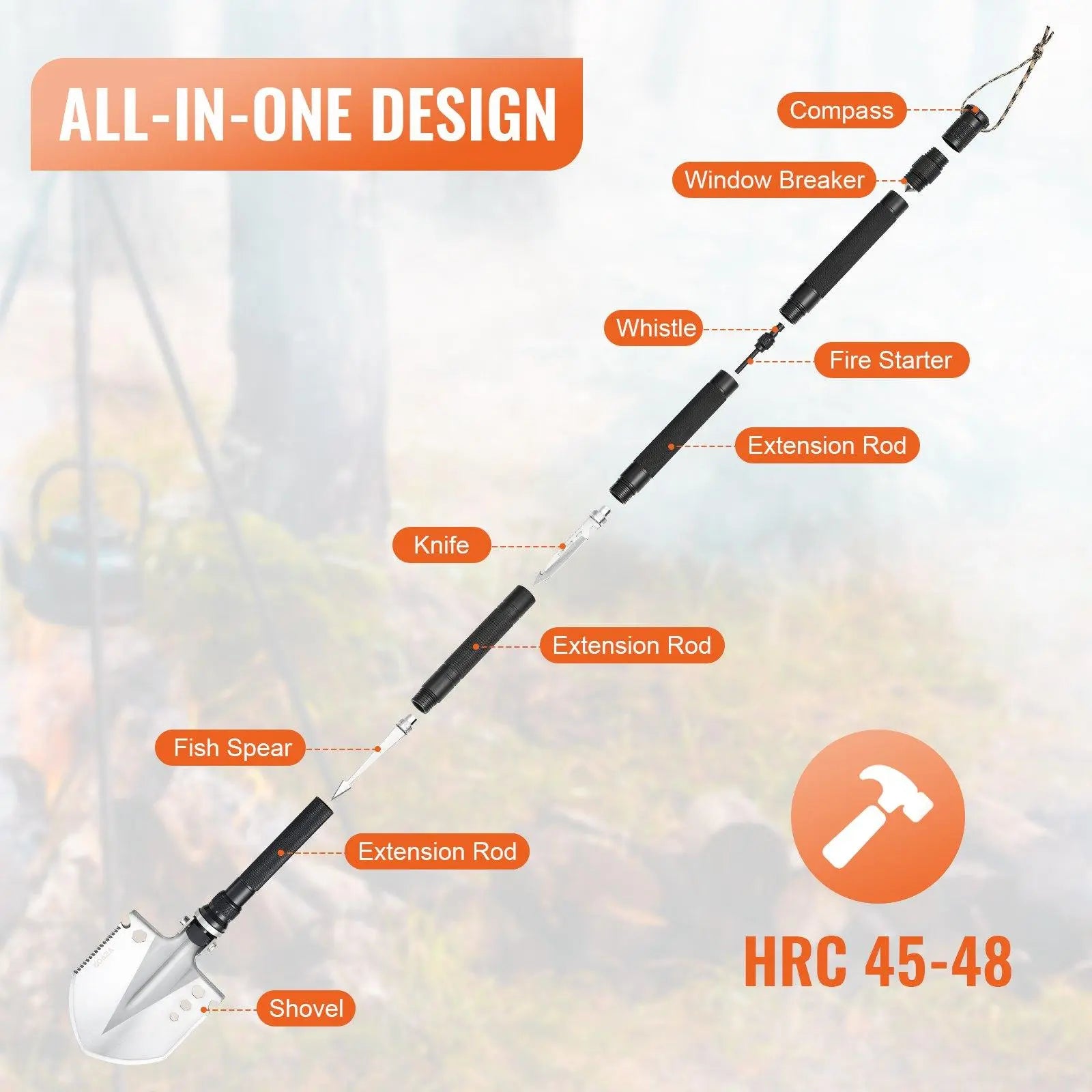 Survival Shovel 13 in 1 Camping Shovel Folding Multitool Portable Compact VEVOR Super Brand Day