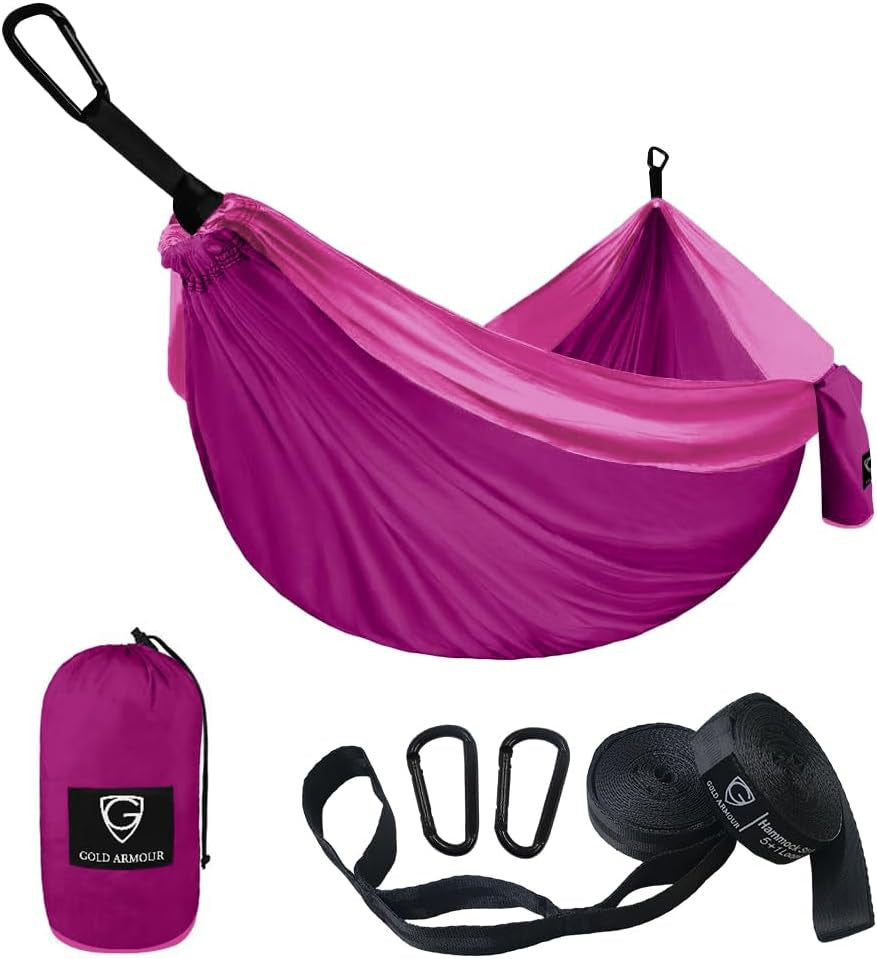 Camping Hammock - Portable Hammock Single Hammock Camping Accessories Gear for Outdoor Indoor Adult Kids, USA Based Brand (Black)