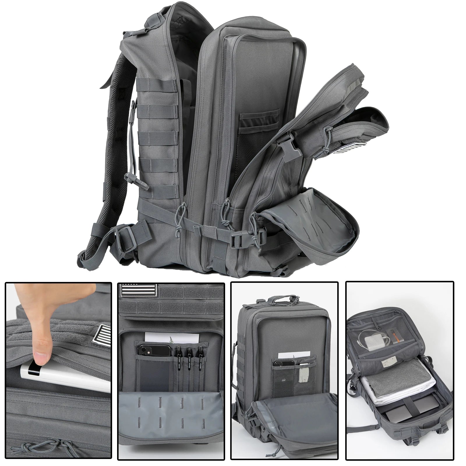 45L Tactical Backpack Molle for Survival Assault Pack CCW 3 Day Survival Bag Hiking Treeking Rucksack Heavy Duty Backpack