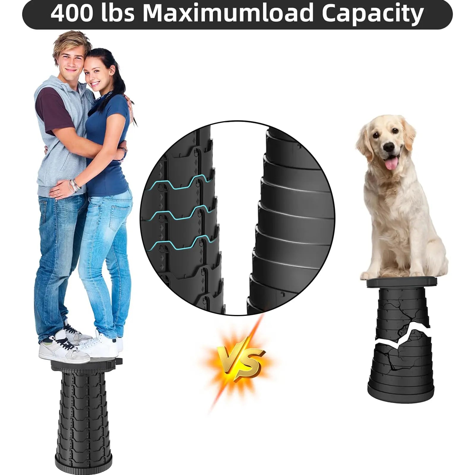 SPOVEN Upgraded Collapsible Stool, Portable Folding Stools, Retractable Stool, Max Load Capacity 500Lbs, Foldable Seat Stools for Outdoor Picnic Camping Fishing Hiking BBQ Gardening