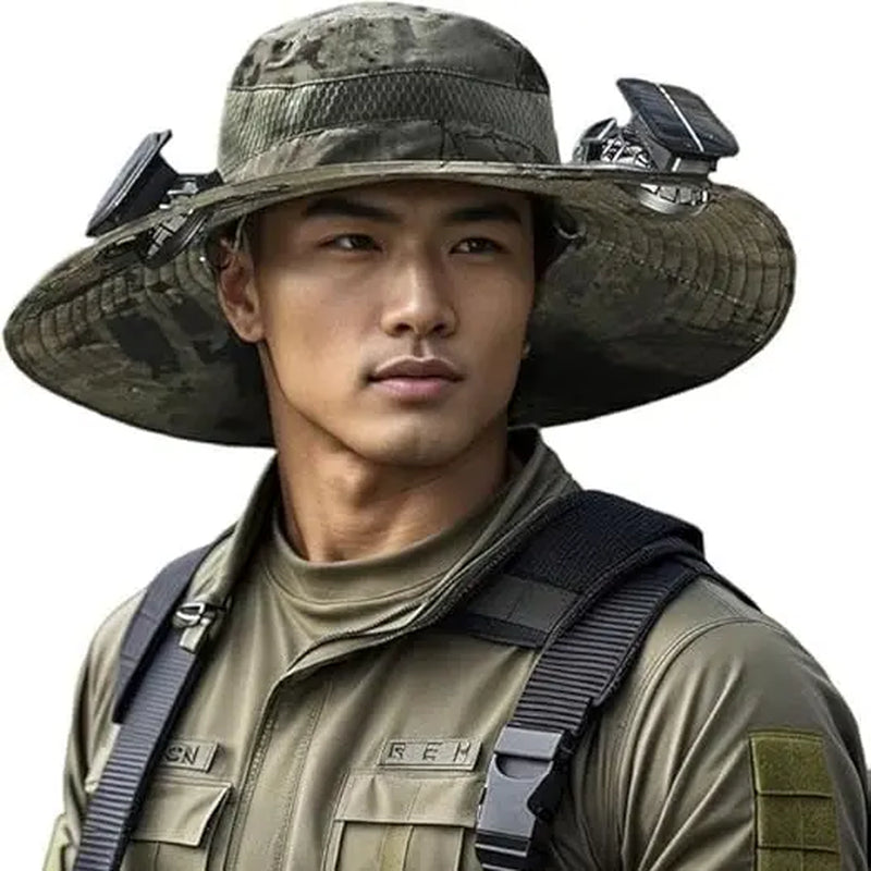 Solar Fan Hat, Sun Hat, Outdoor Work Hat, Dustproof, Anti-Mosquito Hat USB Rechargeable Fan Hat