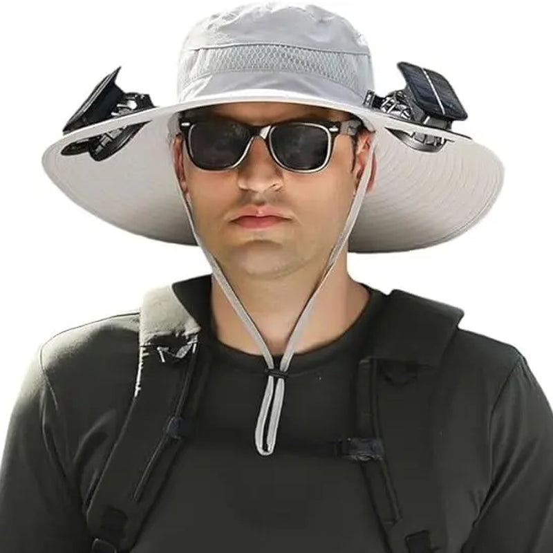 Solar Fan Hat, Sun Hat, Outdoor Work Hat, Dustproof, Anti-Mosquito Hat USB Rechargeable Fan Hat