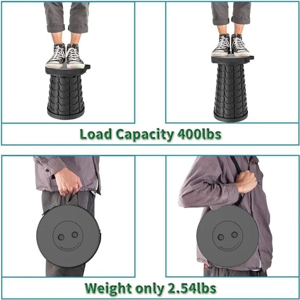 SPOVEN Upgraded Collapsible Stool, Portable Folding Stools, Retractable Stool, Max Load Capacity 500Lbs, Foldable Seat Stools for Outdoor Picnic Camping Fishing Hiking BBQ Gardening