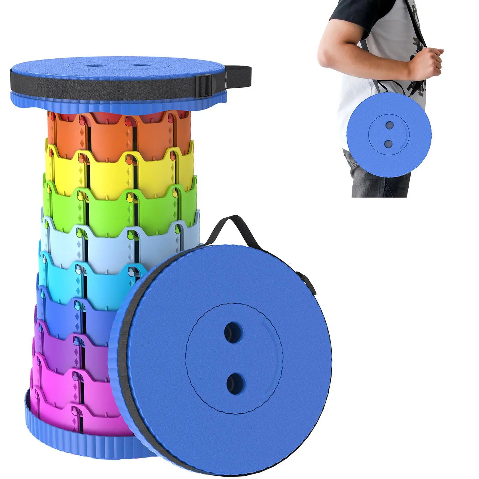 SPOVEN Upgraded Collapsible Stool, Portable Folding Stools, Retractable Stool, Max Load Capacity 500Lbs, Foldable Seat Stools for Outdoor Picnic Camping Fishing Hiking BBQ Gardening