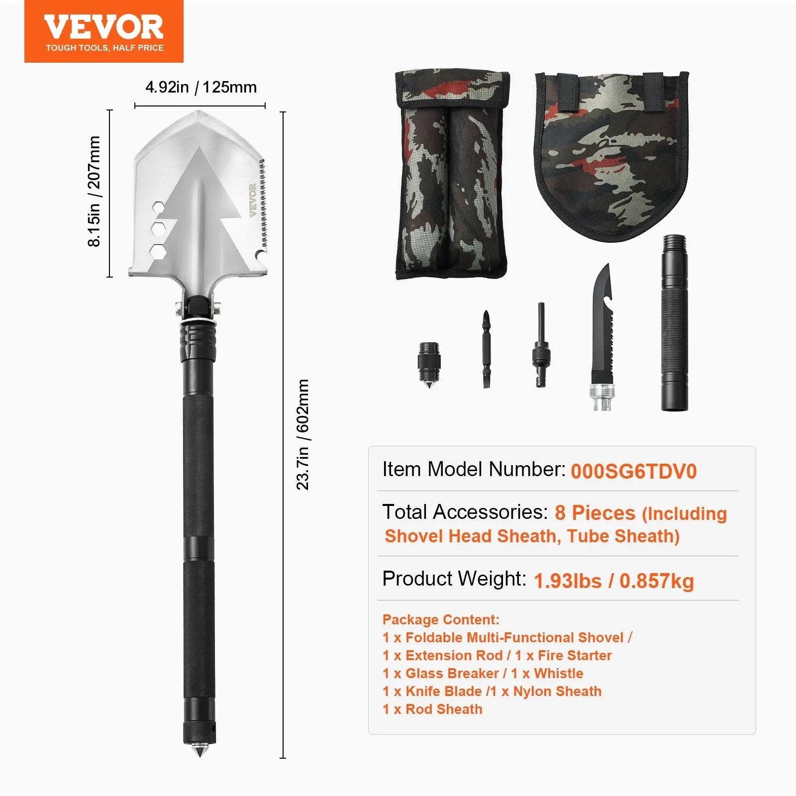 Survival Shovel 13 in 1 Camping Shovel Folding Multitool Portable Compact VEVOR Super Brand Day