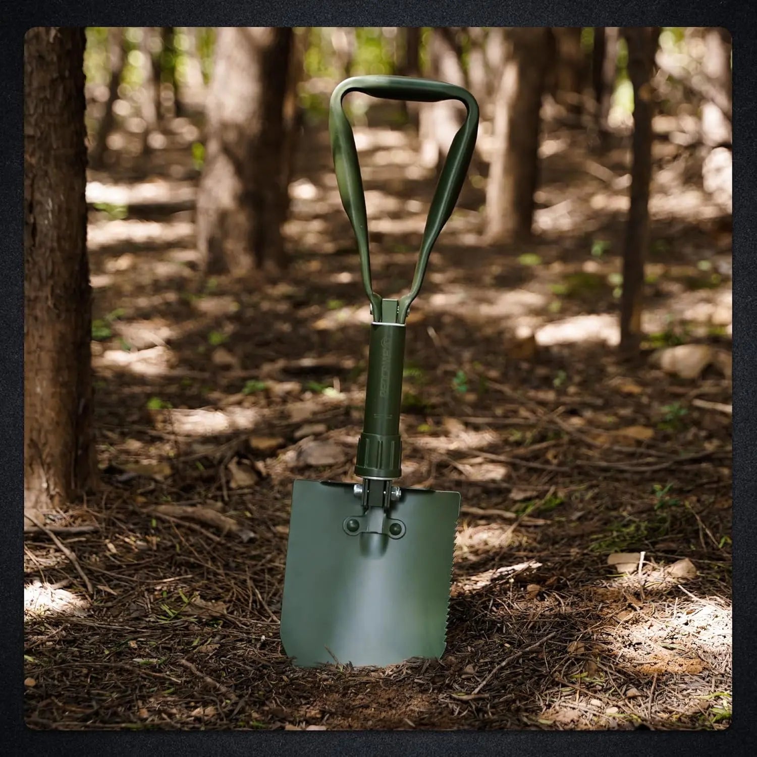 23" Tri-Fold Folding Shovel for Camping & Car Emergencies W/Pick, Compact Snow/Mud Shovel with Storage Bag, High Manganese Steel Mini Survival Tool (2.5LBS, Green)