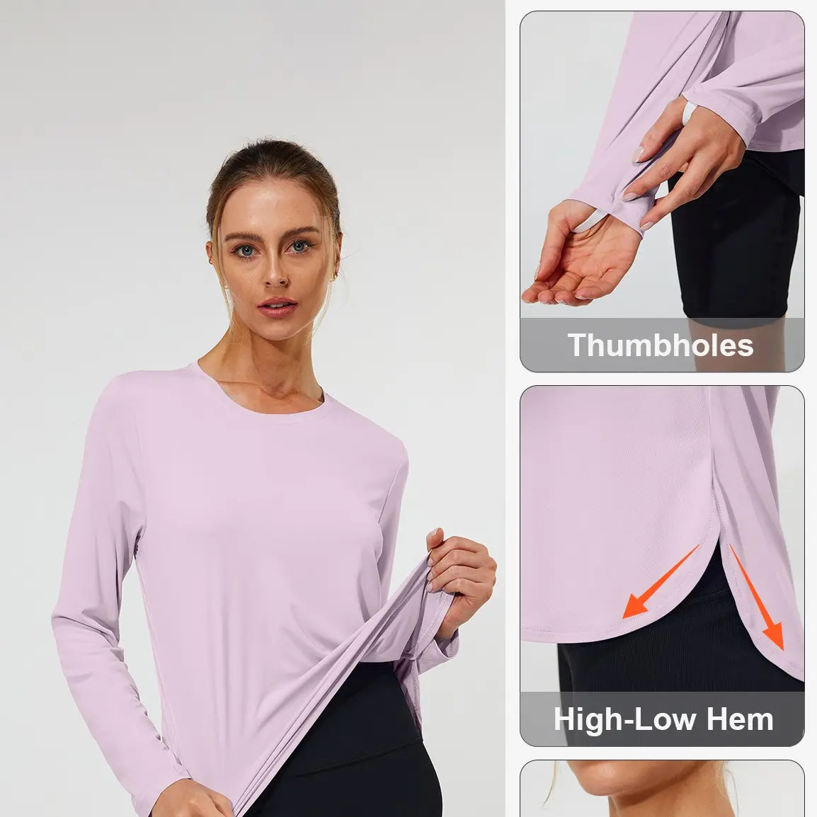 Women'S Long Sleeve Shirts UPF 50+ Rashguard Sun Protection Running Hiking Quick Dry Lightweight T Shirt Basic Longsleeves Athlete Activewear