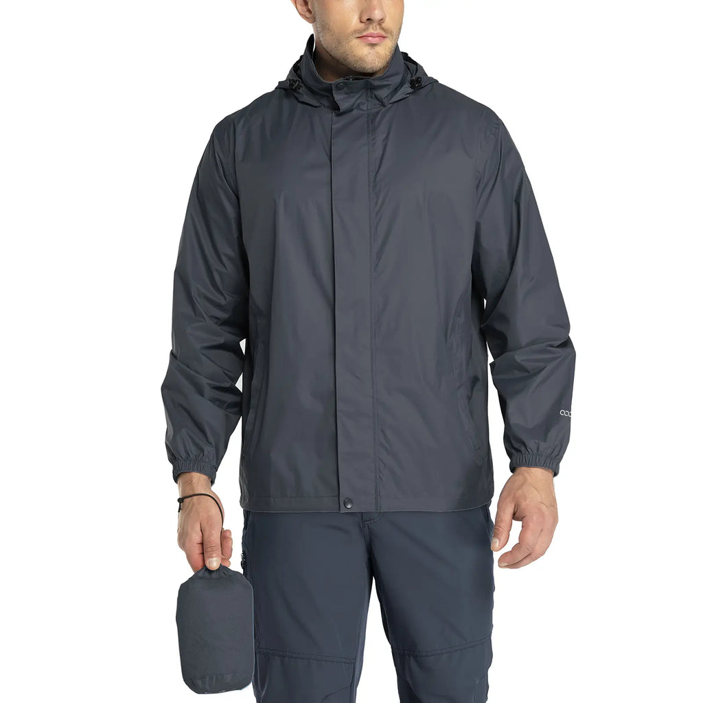 33,000Ft Packable Rain Jacket Men'S Lightweight Waterproof Rain Shell Jacket Raincoat with Hood for Golf Cycling Windbreaker