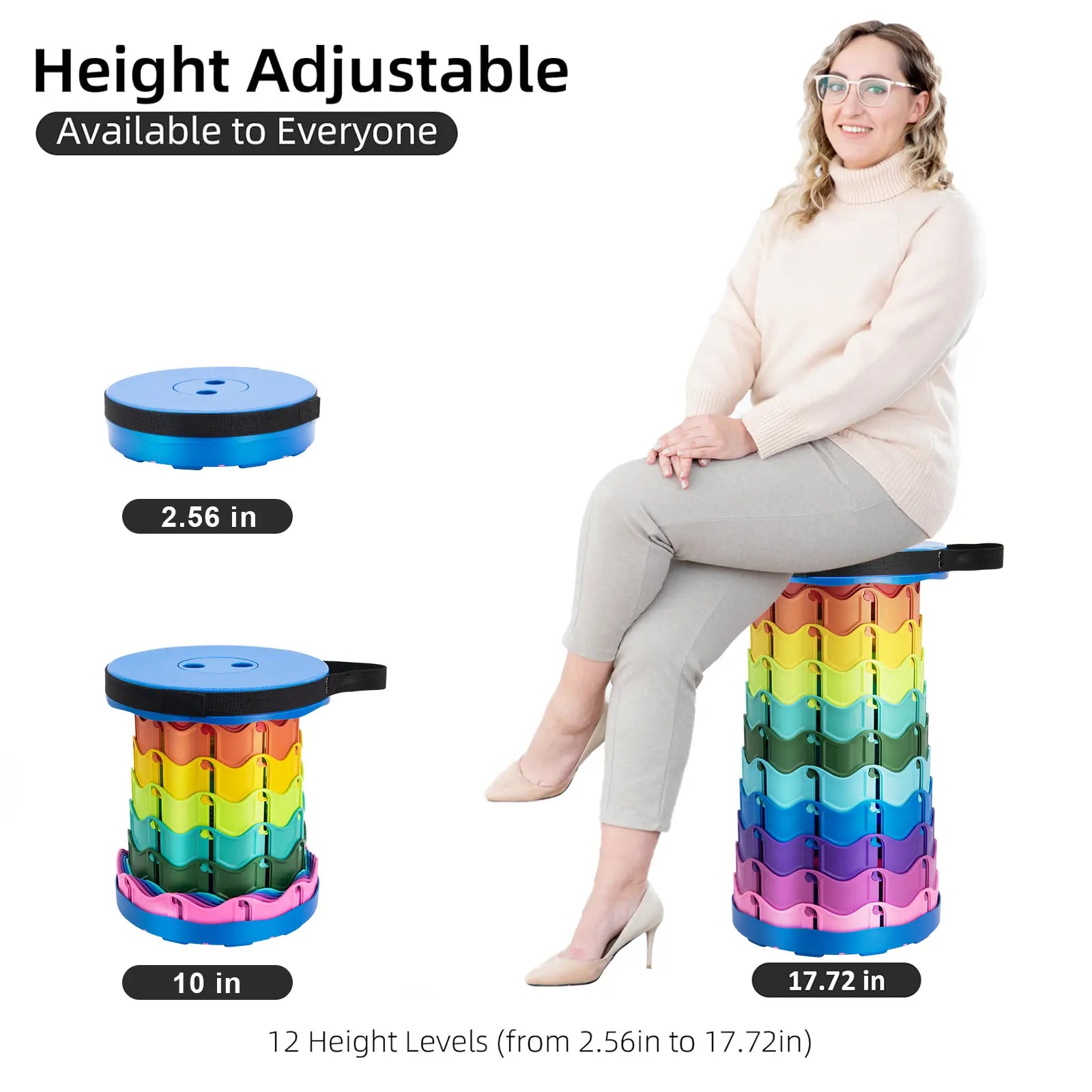 SPOVEN Upgraded Collapsible Stool, Portable Folding Stools, Retractable Stool, Max Load Capacity 500Lbs, Foldable Seat Stools for Outdoor Picnic Camping Fishing Hiking BBQ Gardening