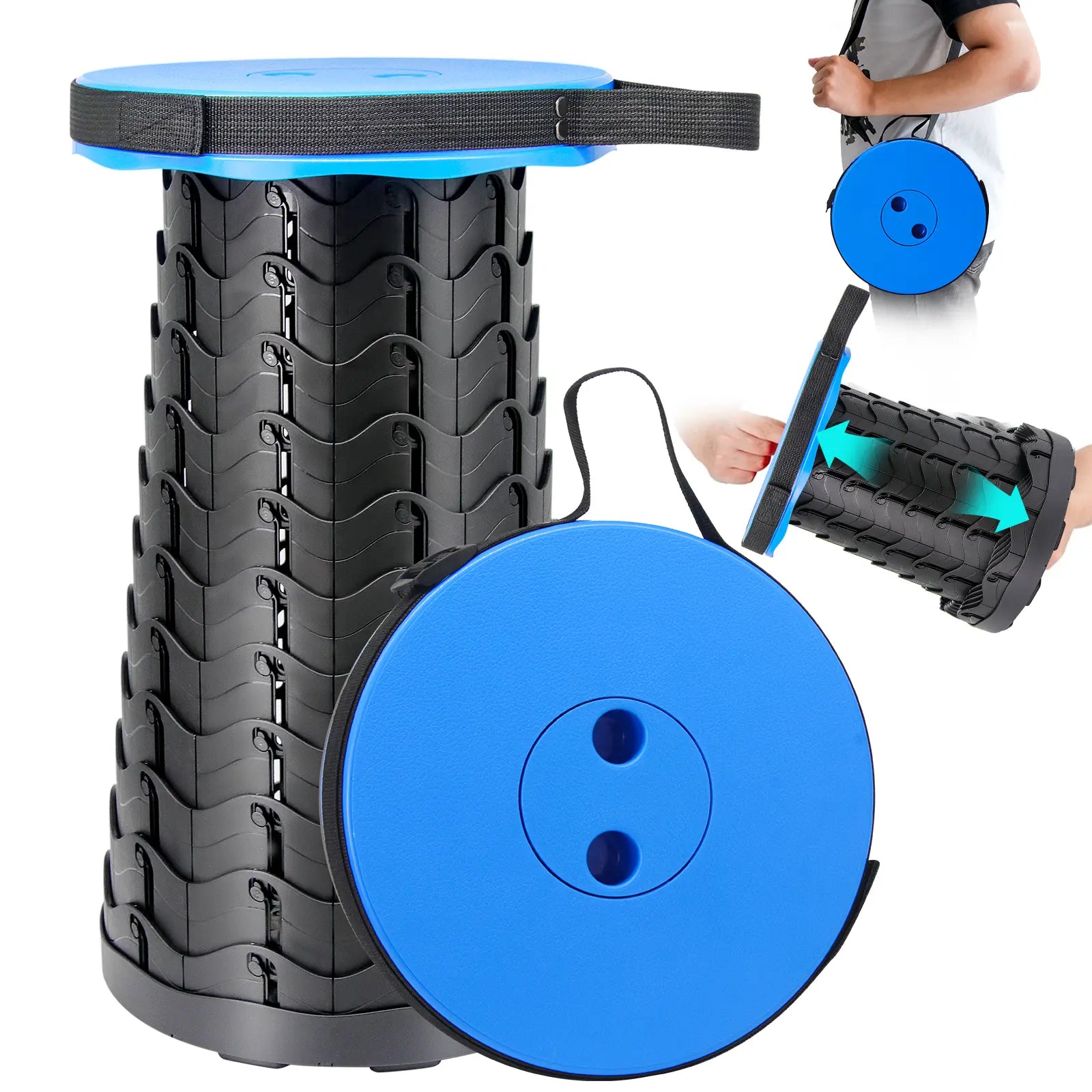 SPOVEN Upgraded Collapsible Stool, Portable Folding Stools, Retractable Stool, Max Load Capacity 500Lbs, Foldable Seat Stools for Outdoor Picnic Camping Fishing Hiking BBQ Gardening
