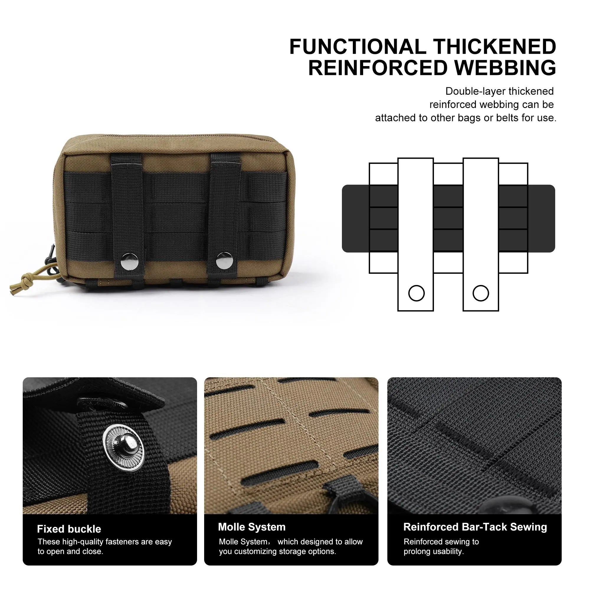 MARDINGTOP Tactical Utility Pouch for Emergency Supplies and Outdoor Survival Gear, EDC Tool Pouch Bag with Tactical Design and Camping Storage Drawstring Pockets, Suitable for Molle Webbing System Design for Outdoor Adventure Fishing Durable Gear