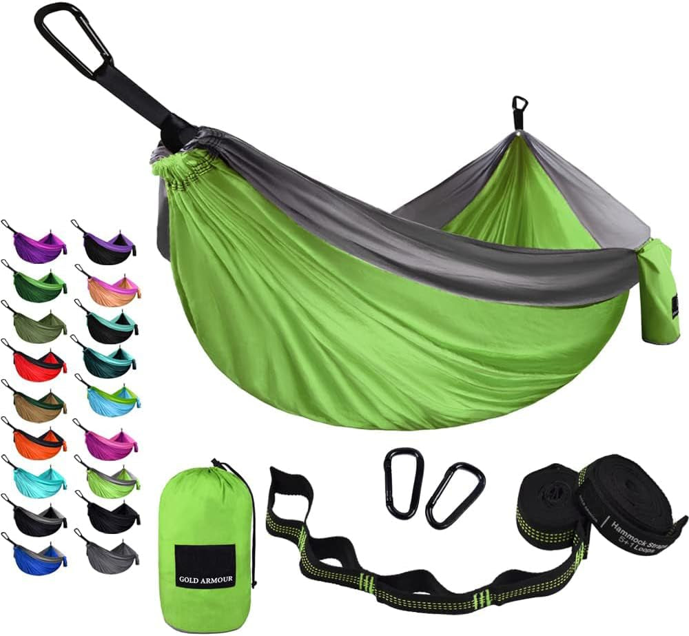 Camping Hammock - Portable Hammock Single Hammock Camping Accessories Gear for Outdoor Indoor Adult Kids, USA Based Brand (Black)