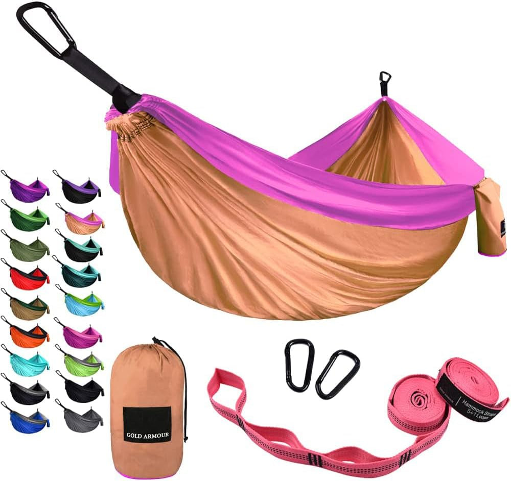Camping Hammock - Portable Hammock Single Hammock Camping Accessories Gear for Outdoor Indoor Adult Kids, USA Based Brand (Black)