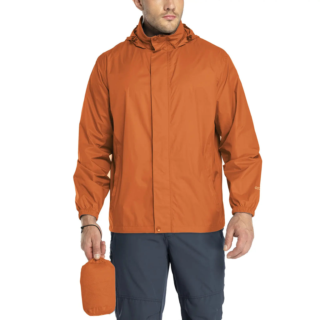 33,000Ft Packable Rain Jacket Men'S Lightweight Waterproof Rain Shell Jacket Raincoat with Hood for Golf Cycling Windbreaker