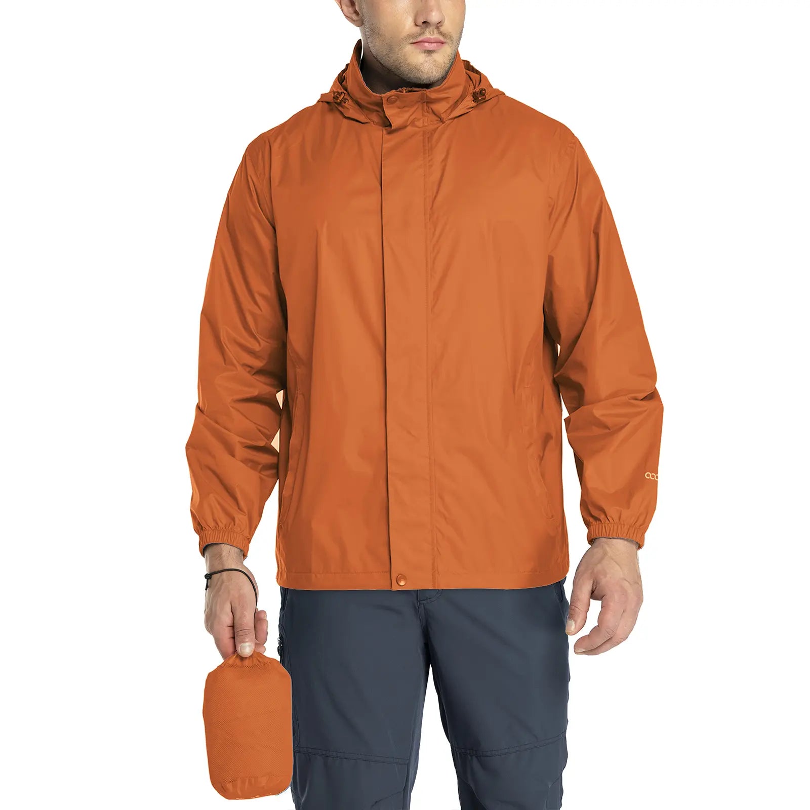33,000Ft Packable Rain Jacket Men'S Lightweight Waterproof Rain Shell Jacket Raincoat with Hood for Golf Cycling Windbreaker