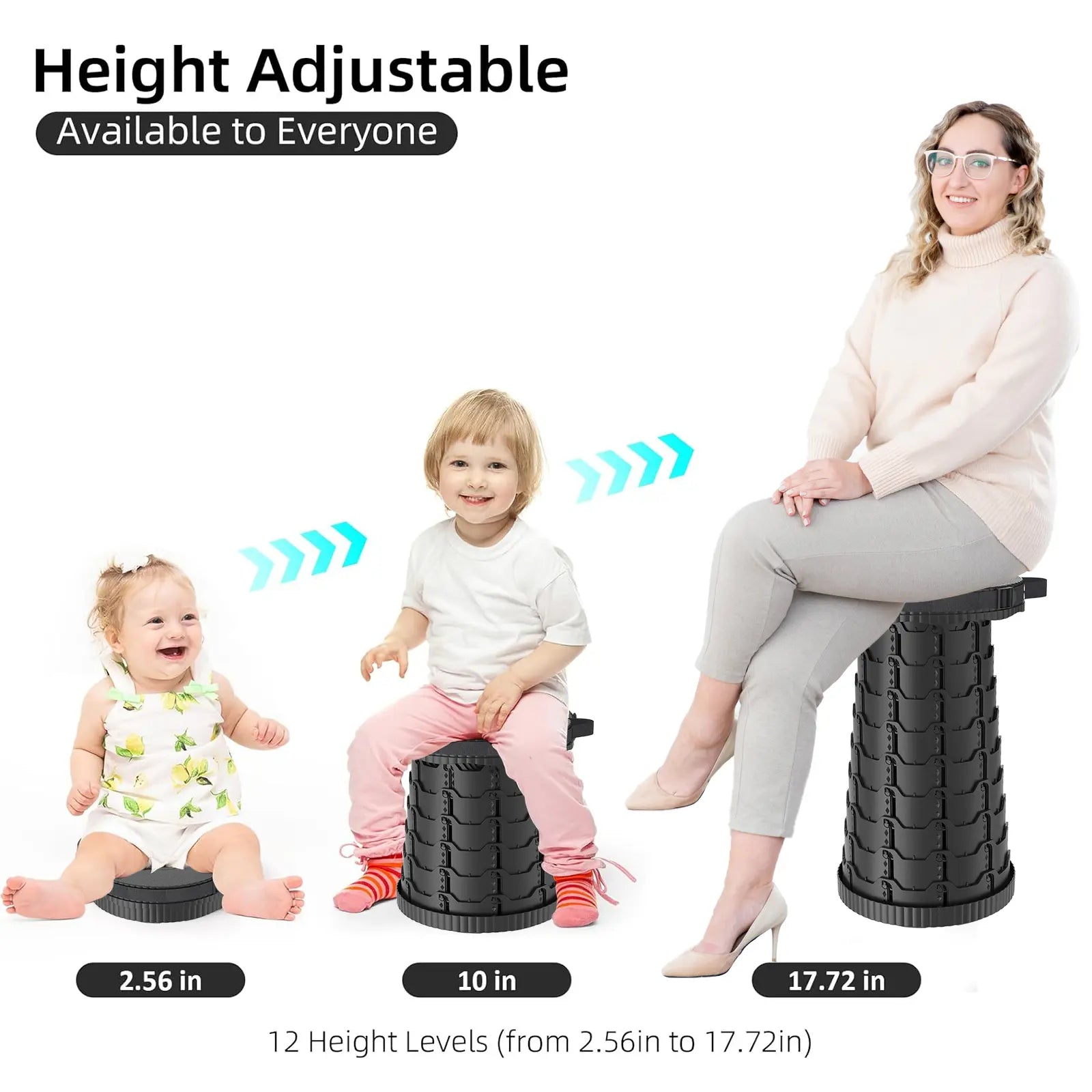 SPOVEN Upgraded Collapsible Stool, Portable Folding Stools, Retractable Stool, Max Load Capacity 500Lbs, Foldable Seat Stools for Outdoor Picnic Camping Fishing Hiking BBQ Gardening