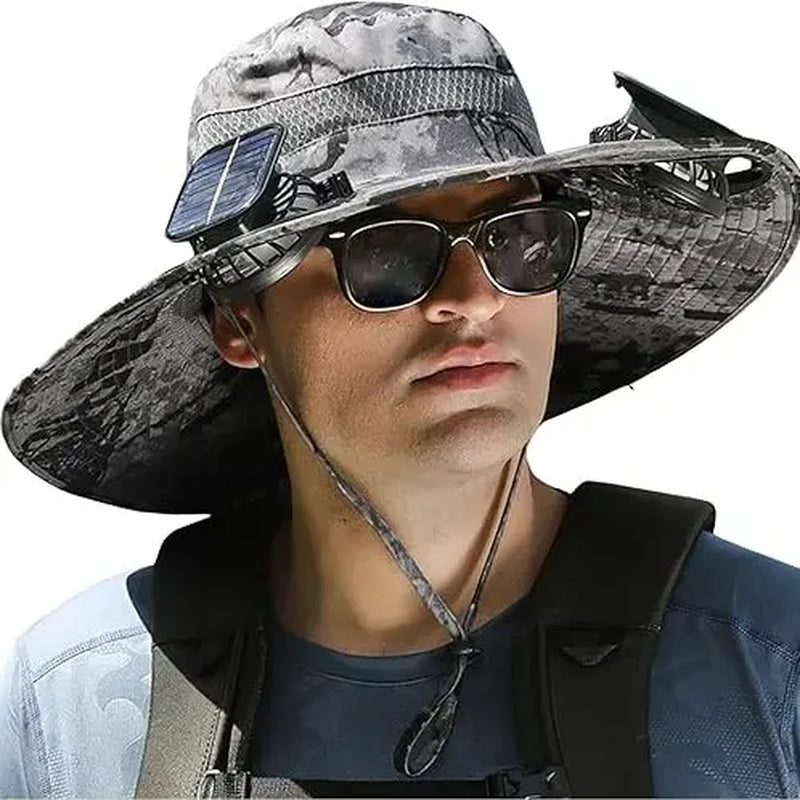 Solar Fan Hat, Sun Hat, Outdoor Work Hat, Dustproof, Anti-Mosquito Hat USB Rechargeable Fan Hat