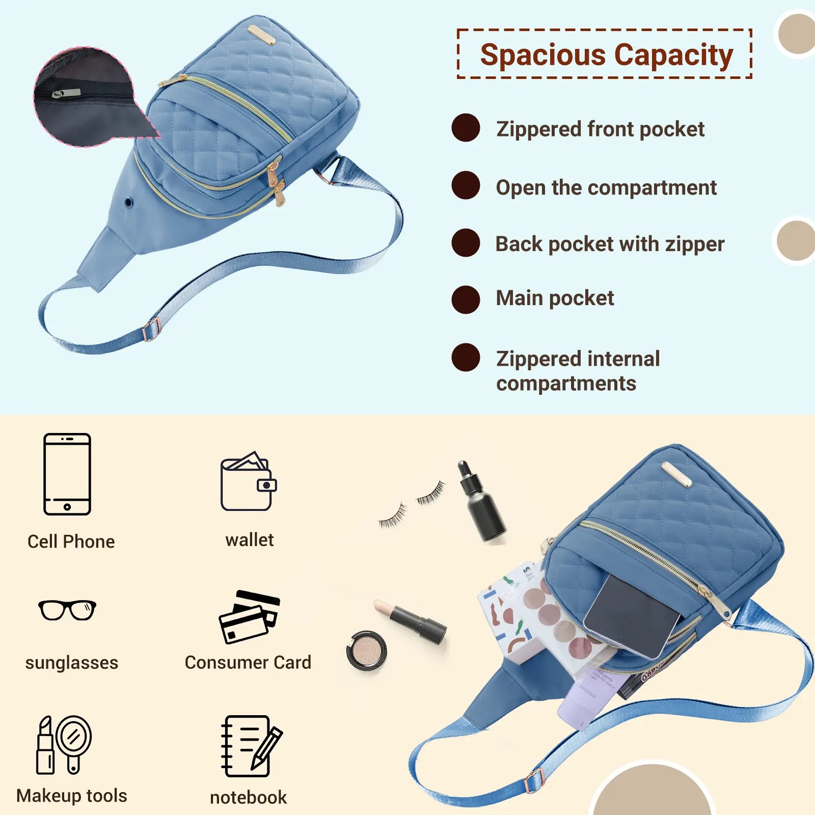 Small Sling Bakpack Crossbody Bags for Women Chest Bag Cross Body Bag Fanny Pack for Outdoors Hiking Traveling,Crossbody Small Sling Backpack Sling Bag for Women Men