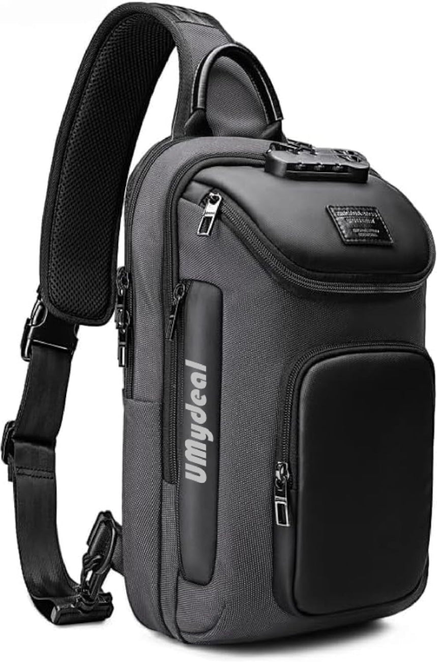 Umydeal Sling Backpack Sling Bag Crossbody Backpack Shoulder Casual Daypack Rucksack for Men (Gray)