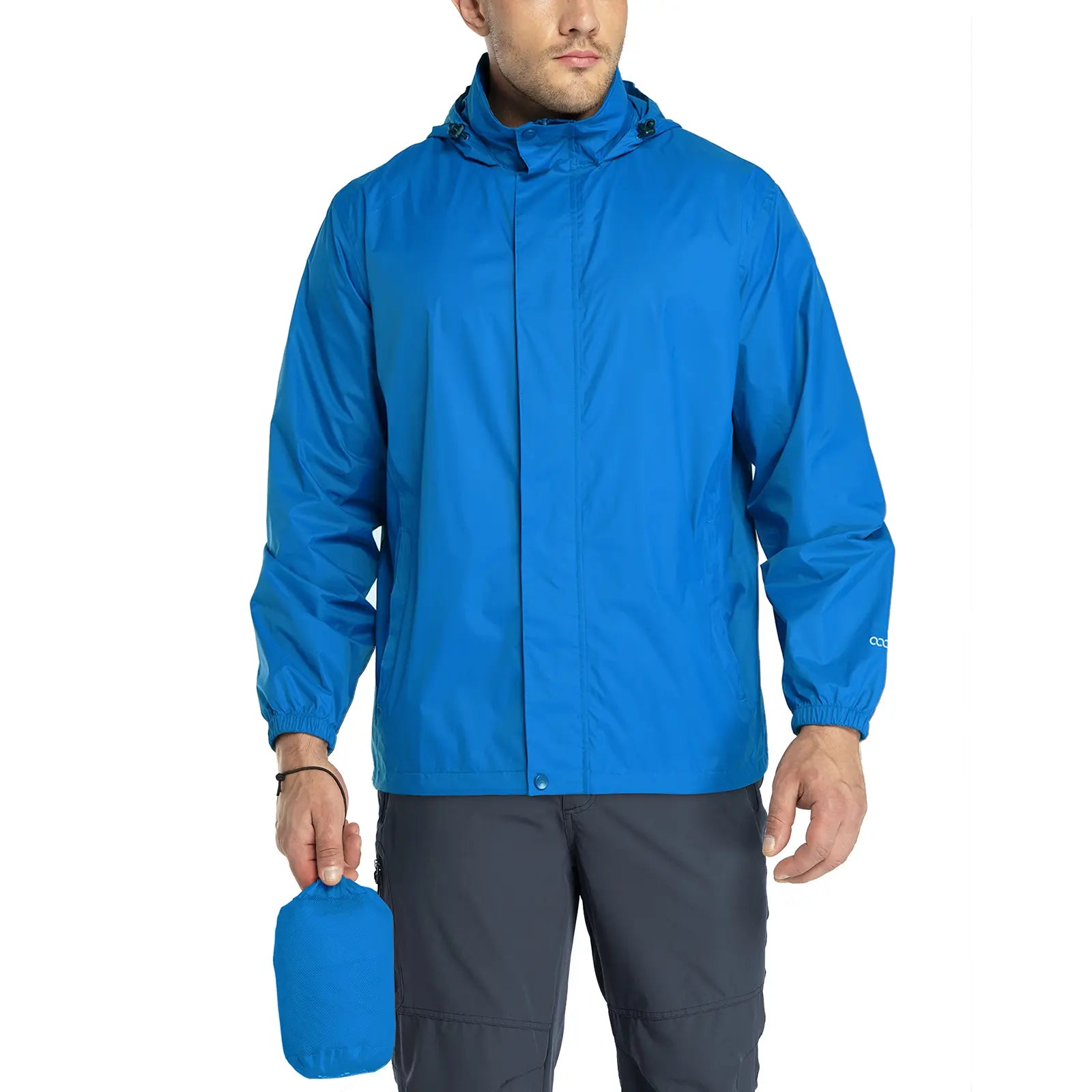 33,000Ft Packable Rain Jacket Men'S Lightweight Waterproof Rain Shell Jacket Raincoat with Hood for Golf Cycling Windbreaker