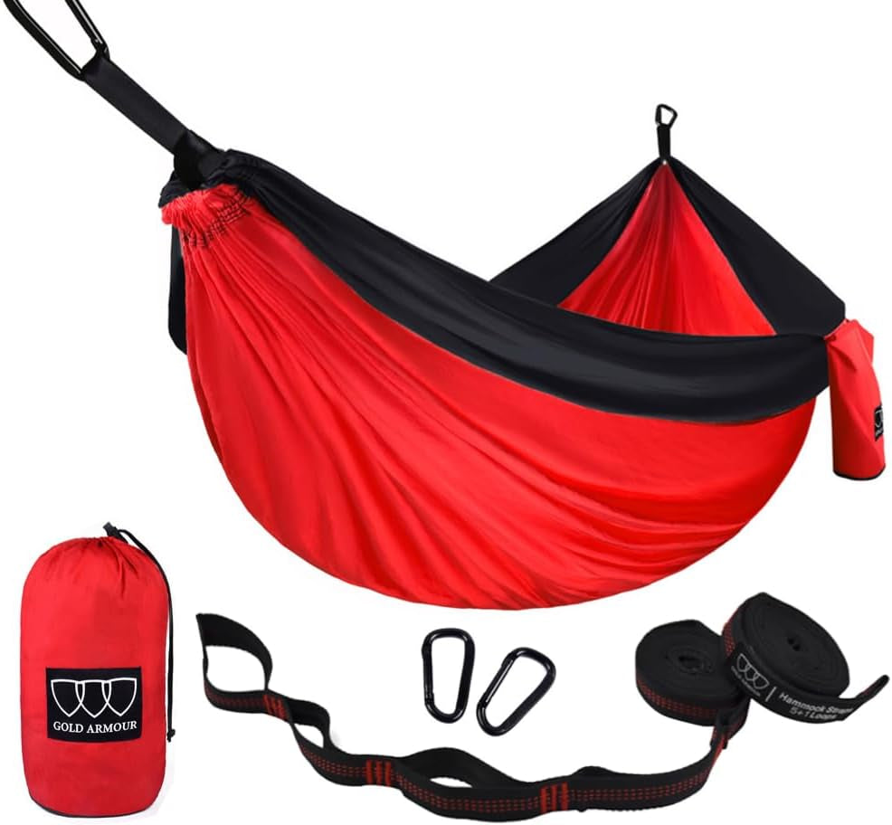 Camping Hammock - Portable Hammock Single Hammock Camping Accessories Gear for Outdoor Indoor Adult Kids, USA Based Brand (Black)