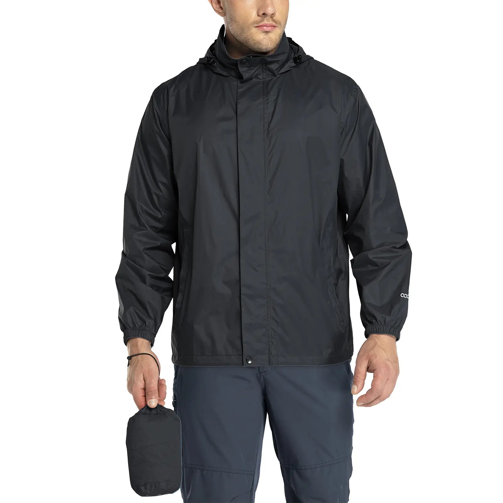 33,000Ft Packable Rain Jacket Men'S Lightweight Waterproof Rain Shell Jacket Raincoat with Hood for Golf Cycling Windbreaker