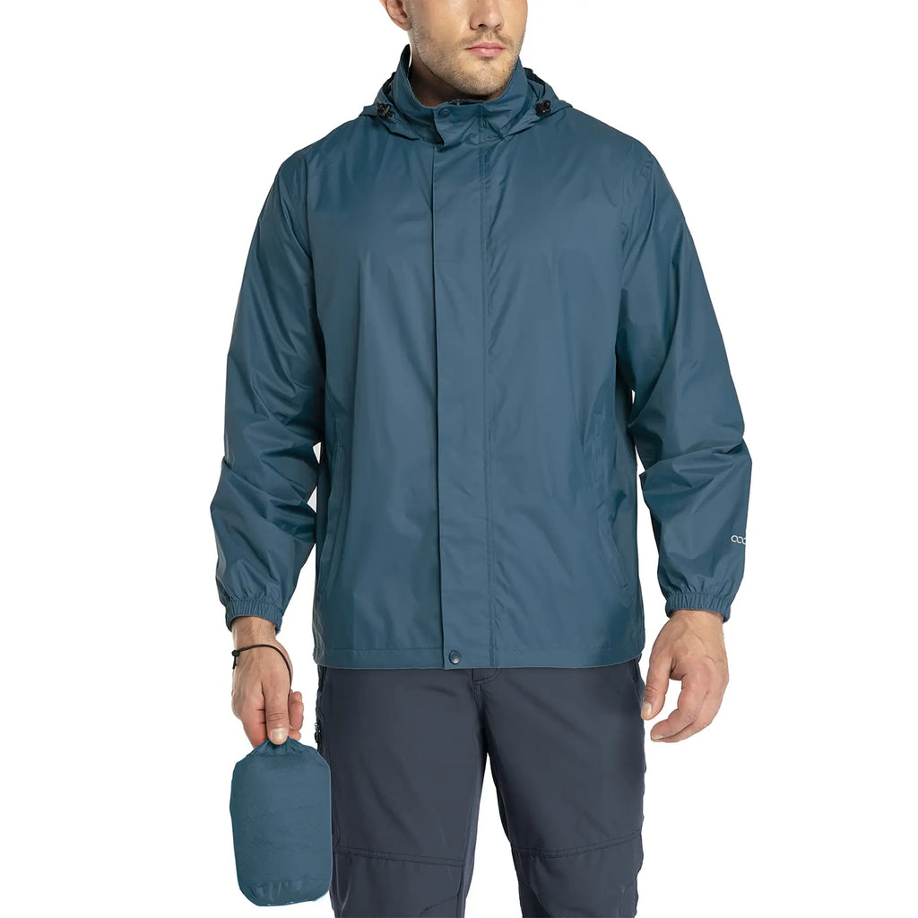 33,000Ft Packable Rain Jacket Men'S Lightweight Waterproof Rain Shell Jacket Raincoat with Hood for Golf Cycling Windbreaker