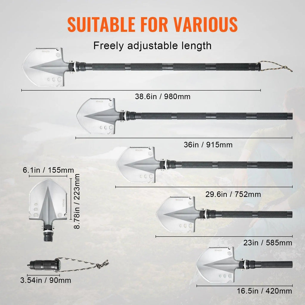 Survival Shovel 13 in 1 Camping Shovel Folding Multitool Portable Compact VEVOR Super Brand Day