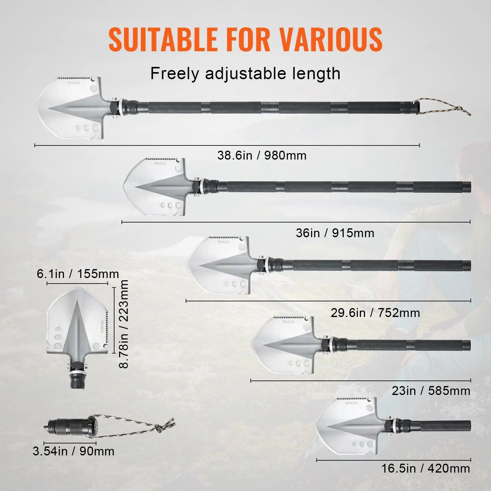 Survival Shovel 13 in 1 Camping Shovel Folding Multitool Portable Compact VEVOR Super Brand Day