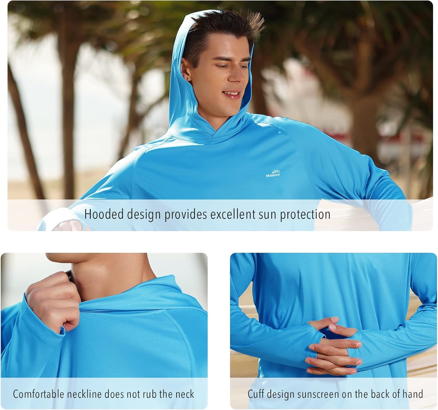 Men'S UPF 50+ Long Sleeve Sun Shirts UV Protection Hoodie Rash Guard Hiking Fishing Swim T Shirt