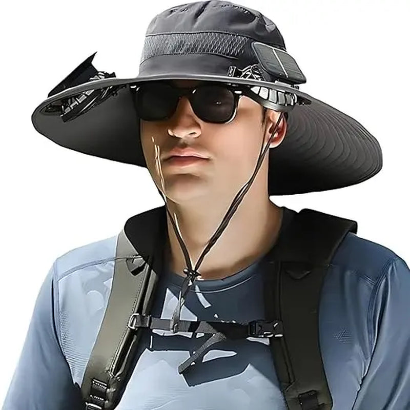 Solar Fan Hat, Sun Hat, Outdoor Work Hat, Dustproof, Anti-Mosquito Hat USB Rechargeable Fan Hat
