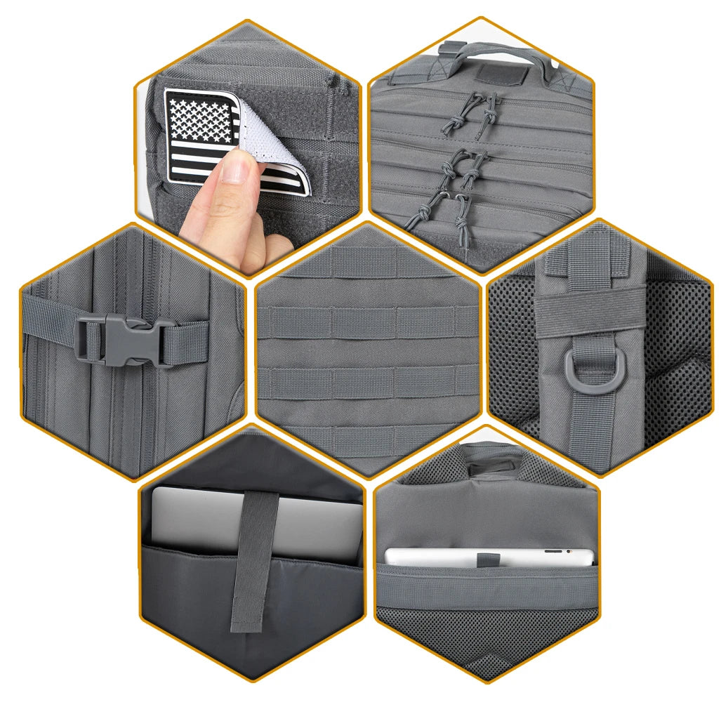 45L Tactical Backpack Molle for Survival Assault Pack CCW 3 Day Survival Bag Hiking Treeking Rucksack Heavy Duty Backpack