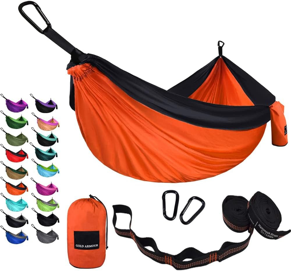 Camping Hammock - Portable Hammock Single Hammock Camping Accessories Gear for Outdoor Indoor Adult Kids, USA Based Brand (Black)